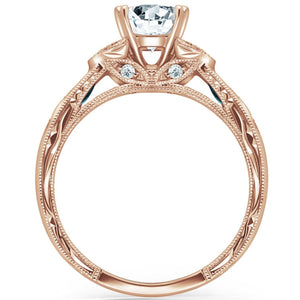 Kirk Kara Rose Gold "Dahlia" Marquise Side Stone Diamond Engagement Ring Side View