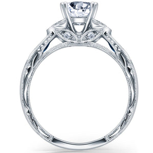 Kirk Kara White Gold "Dahlia" Marquise Side Stone Diamond Engagement Ring Side View