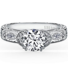 Load image into Gallery viewer, Kirk Kara White Gold &quot;Dahlia&quot; Marquise Side Stone Diamond Engagement Ring Front View
