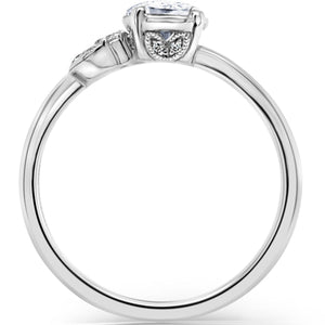 Kirk Kara White Gold "Dahlia" Petite Leaf Diamond Engagement Ring Side View