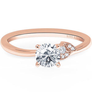 Kirk Kara Rose Gold "Dahlia" Petite Leaf Diamond Engagement Ring Front View