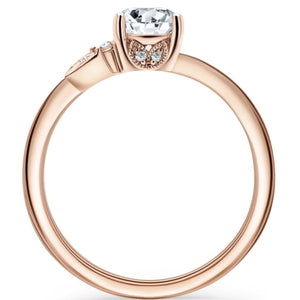 Kirk Kara Rose Gold "Dahlia" Petite Leaf Diamond Engagement Ring Side View
