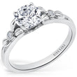 Load image into Gallery viewer, Kirk Kara White Gold &quot;Dahlia&quot; Petite Textured Leaf Diamond Engagement Ring Angled Side View
