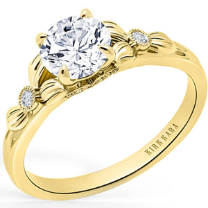 Kirk Kara "Dahlia" Petite Textured Leaf Diamond Engagement Ring