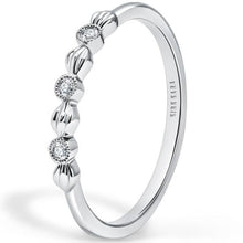 Load image into Gallery viewer, Kirk Kara White Gold &quot;Dahlia&quot; Petite Textured Leaf Diamond Wedding Band Angled Side View
