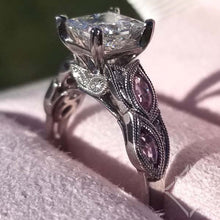 Load image into Gallery viewer, Kirk Kara Dahlia Princess Cut Center Marquise Cut Side Pink Sapphire Gemstone Engagement Ring

