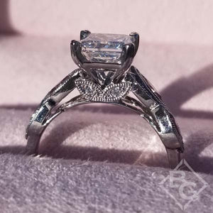 Kirk Kara Dahlia Princess Cut Center Marquise Cut Side Pink Sapphire Gemstone Engagement Ring