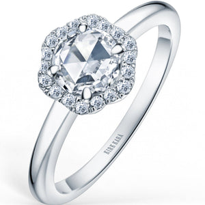 Kirk Kara "Dahlia" Rose Cut Soft Petal Halo Diamond Engagement Ring