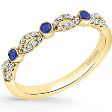 Load image into Gallery viewer, Kirk Kara &quot;Lori&quot; Deco Bezel Accent Blue Sapphire Wedding Band
