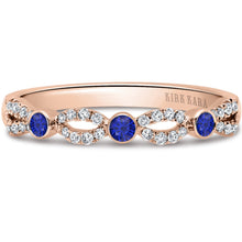 Load image into Gallery viewer, Kirk Kara &quot;Lori&quot; Deco Bezel Accent Blue Sapphire Wedding Band
