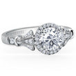 Load image into Gallery viewer, Kirk Kara White Gold &quot;Lori&quot; Diamond Halo Engagement Ring Angled Front View

