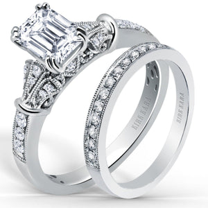 Kirk Kara White Gold "Lori" Diamond Engagement Ring Angled Side View