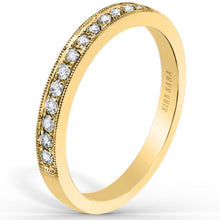 Load image into Gallery viewer, Kirk Kara Yellow Gold &quot;Lori&quot; Diamond Wedding Band Angled Side View
