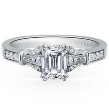 Load image into Gallery viewer, Kirk Kara White Gold &quot;Lori&quot; Emerald Cut Diamond Engagement Ring Front View
