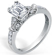Load image into Gallery viewer, Kirk Kara White Gold &quot;Lori&quot; Emerald Cut Diamond Engagement Ring Angled Side View
