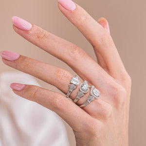 Kirk Kara White Gold "Lori" Emerald Cut Halo Diamond Engagement Ring With Different Center Stone Cuts