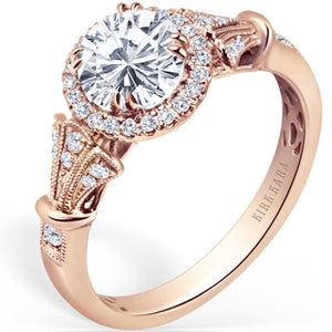 Kirk Kara "Lori" Round Cut Diamond Halo Engagement Ring