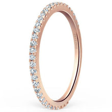 Load image into Gallery viewer, Kirk Kara Rose Gold &quot;Pirouetta&quot; Simple Prong Set Diamond Wedding Band Angled Side View

