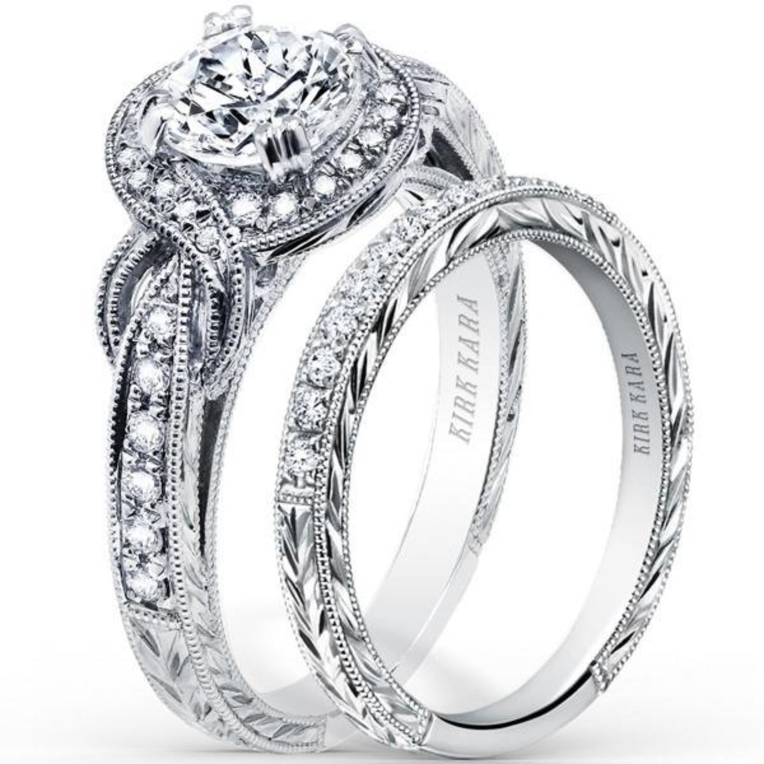 Kirk Kara Pirouetta Princess Cut Two-Tone Halo Diamond, ring