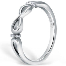 Load image into Gallery viewer, Kirk Kara White Gold &quot;Pirouetta&quot; Infinity Design Twist Diamond Wedding Band Angled Side View
