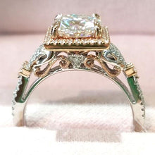 Load image into Gallery viewer, Kirk Kara Pirouetta Large Cushion Center Princess Halo Diamond Engagement Ring
