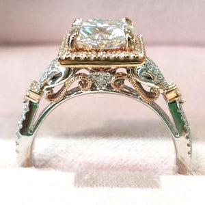 Kirk Kara Pirouetta Large Cushion Center Princess Halo Diamond Engagement Ring