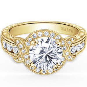 Kirk Kara "Pirouetta" Large Halo Diamond Twist Engagement Ring