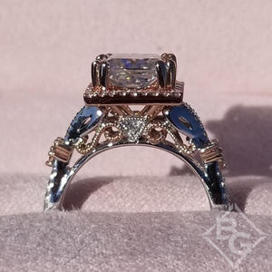 Kirk Kara Pirouetta Princess Cut Two-Tone Halo Diamond Engagement Ring