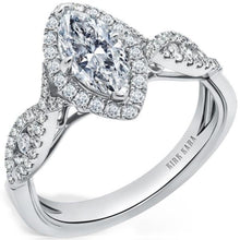 Load image into Gallery viewer, Kirk Kara &quot;Pirouetta&quot; Split Shank Twist Marquise Halo Diamond Engagement Ring
