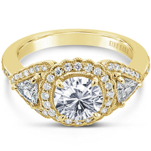 Kirk Kara "Pirouetta" Three Stone Halo Diamond Engagement Ring