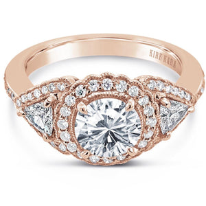 Kirk Kara "Pirouetta" Three Stone Halo Diamond Engagement Ring