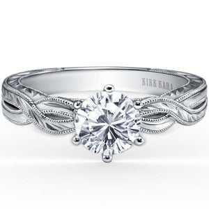 Kirk Kara "Pirouetta" Twist Hand Engraved Diamond Engagement Ring