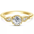 Load image into Gallery viewer, Kirk Kara Yellow Gold &quot;Rayana&quot; Paisley Swirl Milgrain Halo Diamond Engagement Ring Front View
