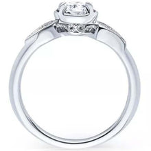 Load image into Gallery viewer, Kirk Kara White Gold &quot;Rayana&quot; Paisley Swirl Milgrain Halo Diamond Engagement Ring Side View
