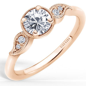 Kirk Kara "Rayana" Paisley Swirl Milgrain Halo Diamond Engagement Ring