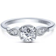 Load image into Gallery viewer, Kirk Kara White Gold &quot;Rayana&quot; Paisley Swirl Milgrain Halo Diamond Engagement Ring Front View
