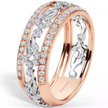 Load image into Gallery viewer, Kirk Kara White &amp; Rose Gold &quot;Rayana&quot; Paisley Swirl Diamond Edge Fashion Band Angled Side View
