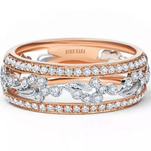 Load image into Gallery viewer, Kirk Kara White &amp; Rose Gold &quot;Rayana&quot; Paisley Swirl Diamond Edge Fashion Band Front View

