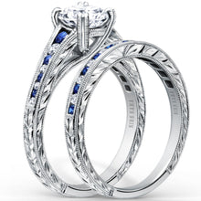 Load image into Gallery viewer, Kirk Kara &quot;Stella&quot; Blue Sapphire Channel Set Diamond Engagement Ring
