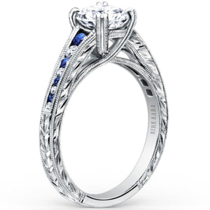 Kirk Kara "Stella" Blue Sapphire Channel Set Diamond Engagement Ring
