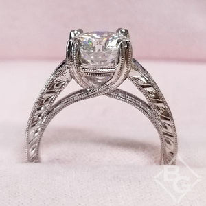 Kirk Kara "Stella" Blue Sapphire Large Center Channel Set Diamond Engagement Ring