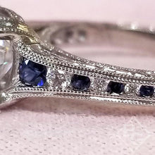 Load image into Gallery viewer, Kirk Kara &quot;Stella&quot; Blue Sapphire Large Center Channel Set Diamond Engagement Ring
