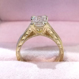 Kirk Kara Stella Emerald Cut Center Channel Set Diamond Engagement Ring