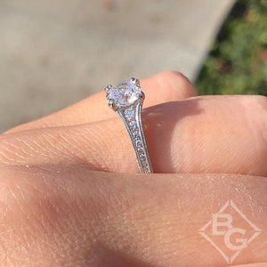 Kirk Kara White Gold "Stella" Graduating Diamond Engagement Ring On Hand