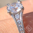 Load image into Gallery viewer, Kirk Kara White Gold &quot;Stella&quot; Graduating Diamond Engagement Ring on model close up
