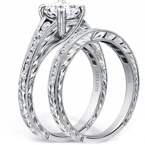 Kirk Kara White Gold "Stella" Graduating Diamond Engagement Ring And Band