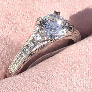 Kirk Kara White Gold "Stella" Graduating Diamond Engagement Ring In Box