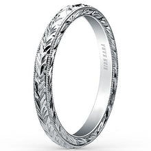 Load image into Gallery viewer, Kirk Kara White Gold &quot;Stella&quot; Hand Engraved Wedding Band Angled Side View
