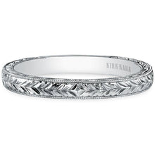 Load image into Gallery viewer, Kirk Kara White Gold &quot;Stella&quot; Hand Engraved Wedding Band Front View
