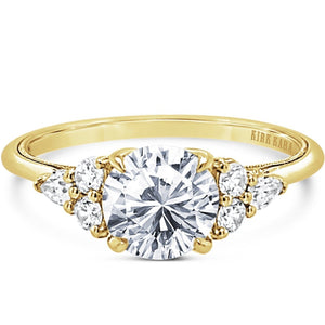 Kirk Kara "Stella" Pear Round Side Stone Diamond Engagement Ring
